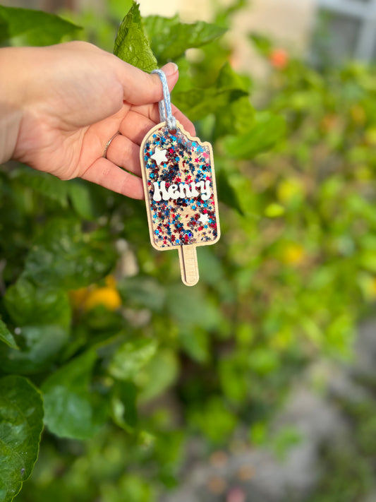 Ice cream tag, Fourth of July tag, personalized ice cream tag