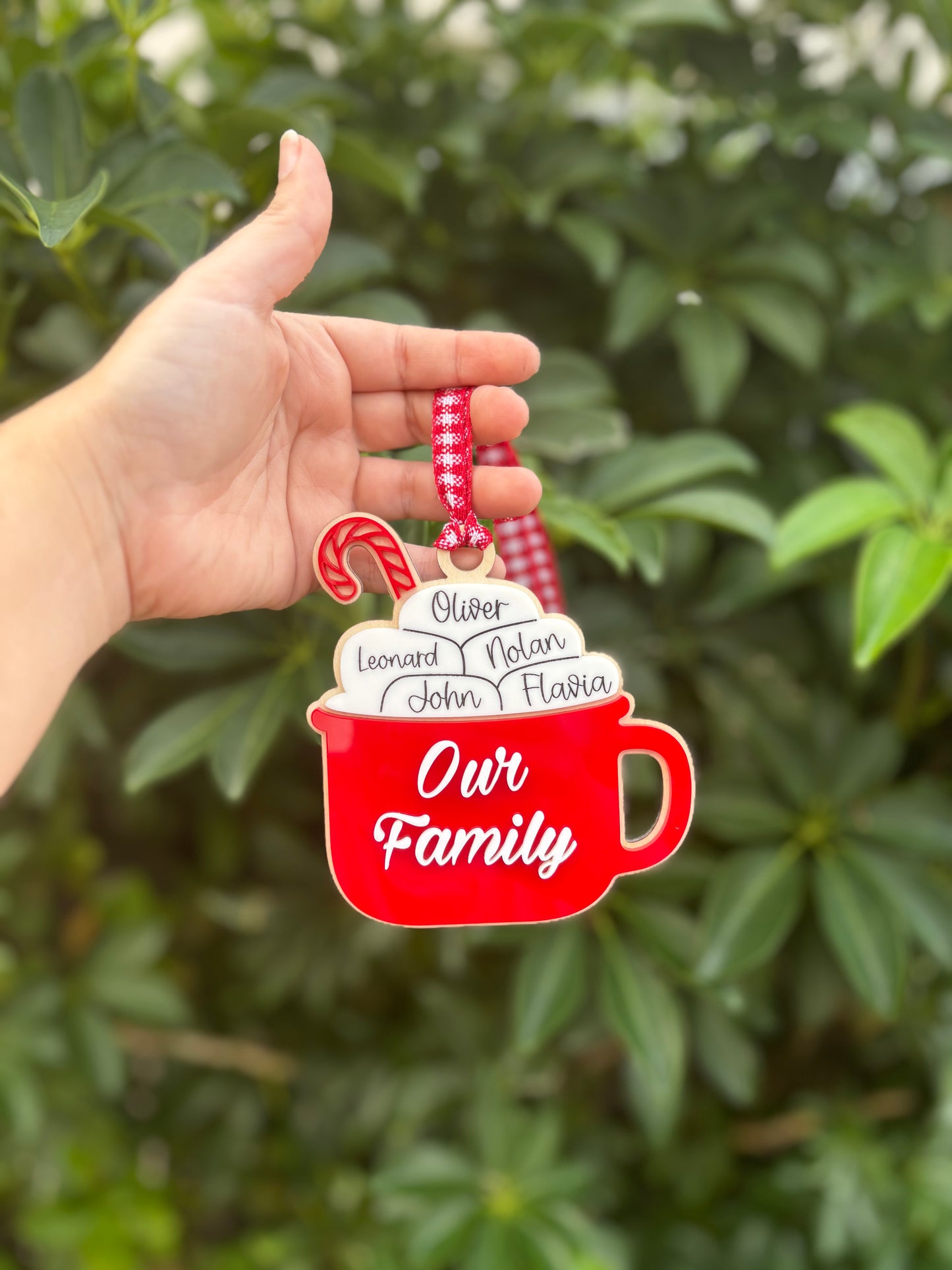 Hot chocolate family ornament