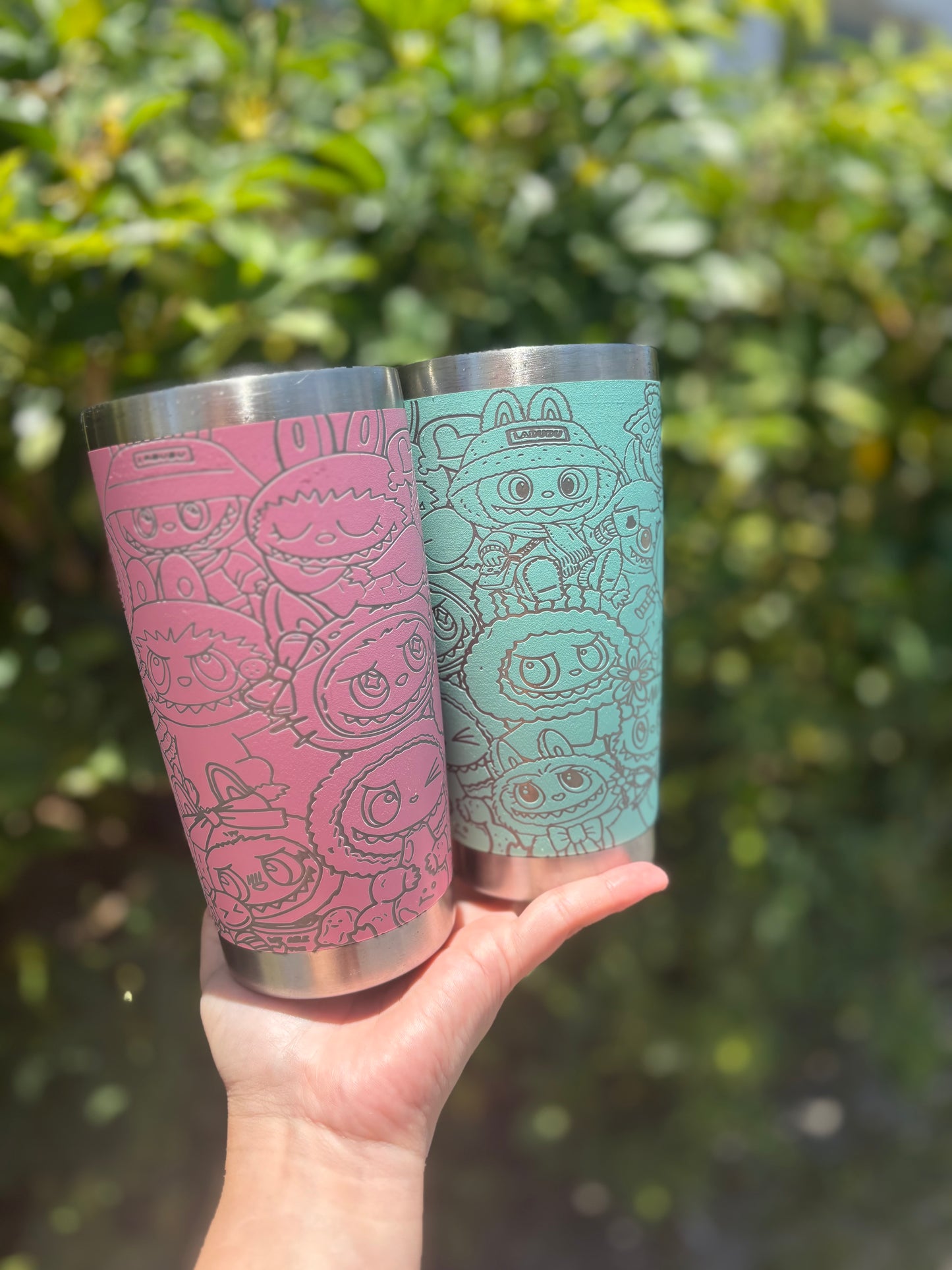 Fuzzy rabbit monster tumbler