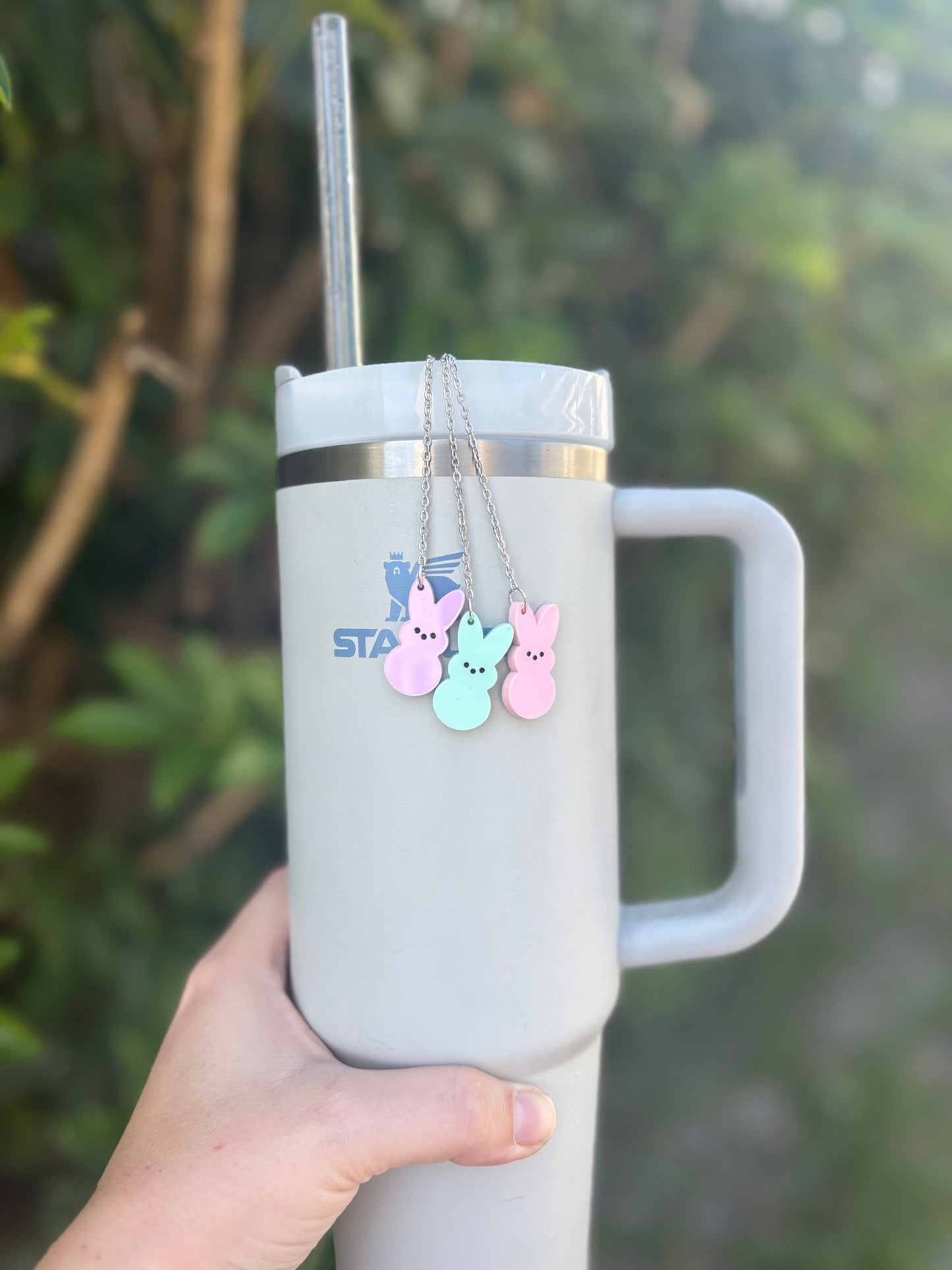 Marshmallow bunny tumbler charm