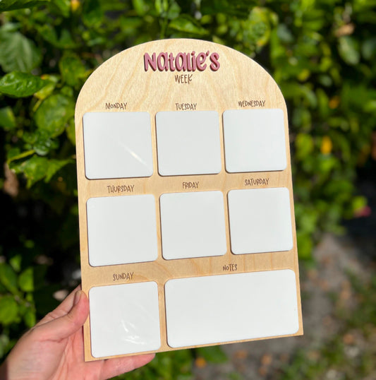 Personalized Weekly Dry Erase Wall Planner | Customizable Color Options | Weekly planner