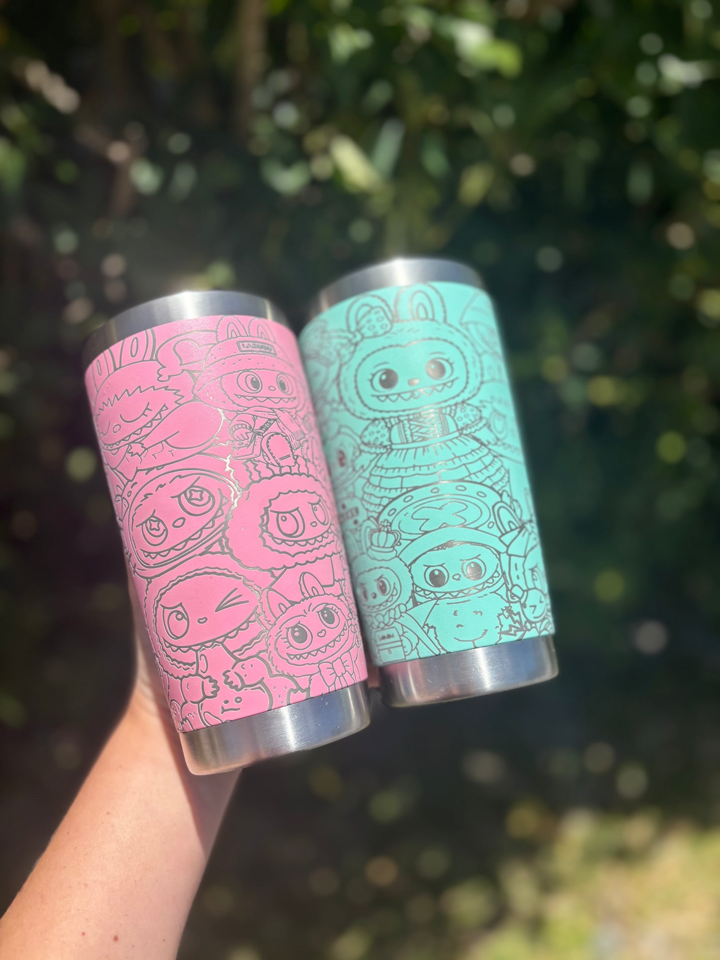 Fuzzy rabbit monster tumbler