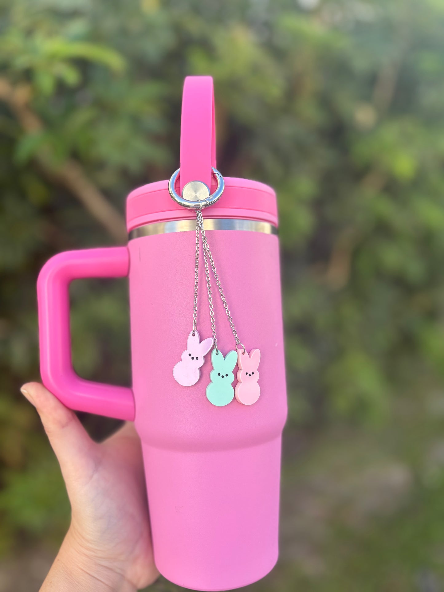 Marshmallow bunny tumbler charm