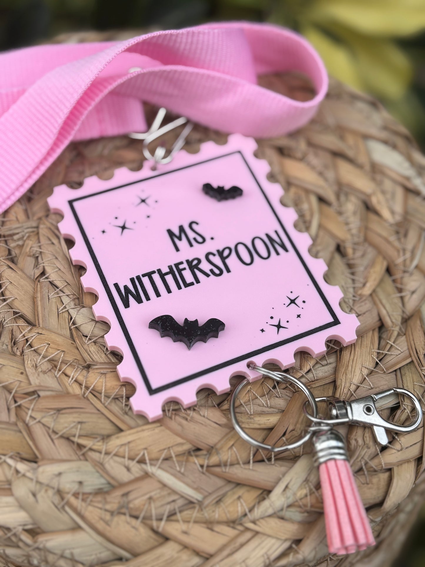 Pink bats lanyard