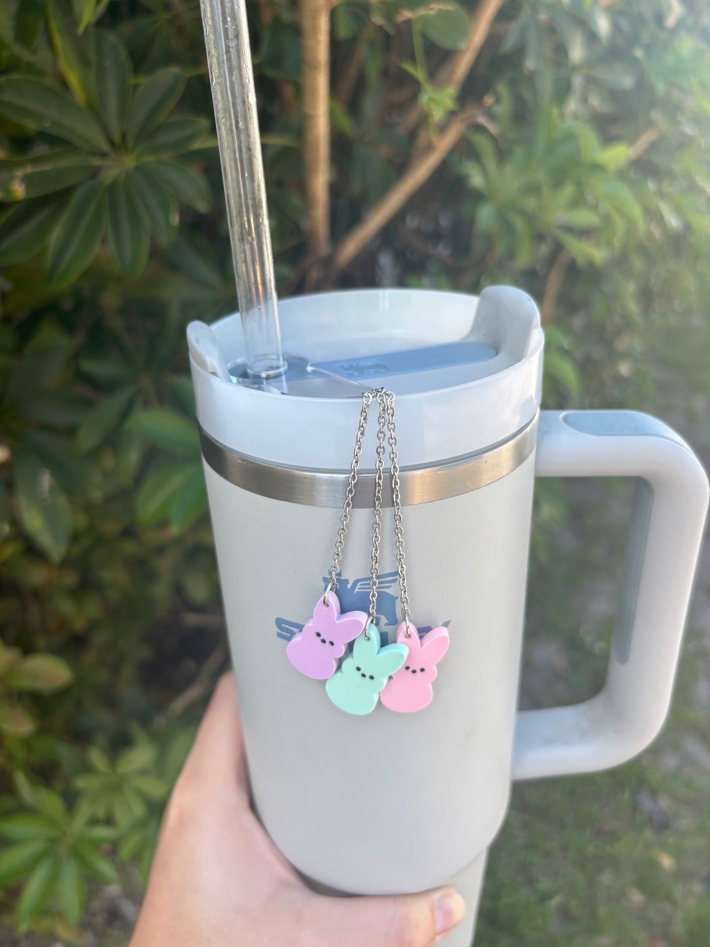 Marshmallow bunny tumbler charm
