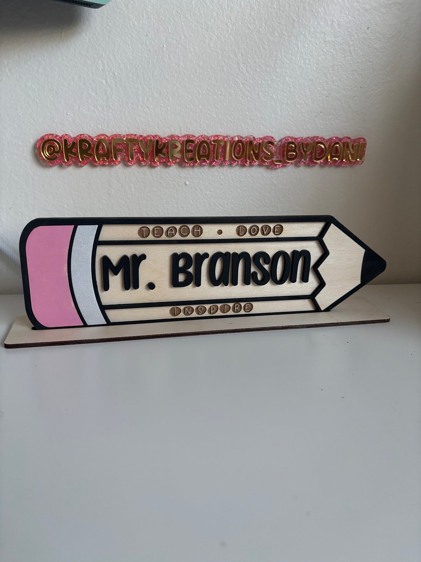Personalized Teacher Name Pencil Sign, Teacher Desk plaque
