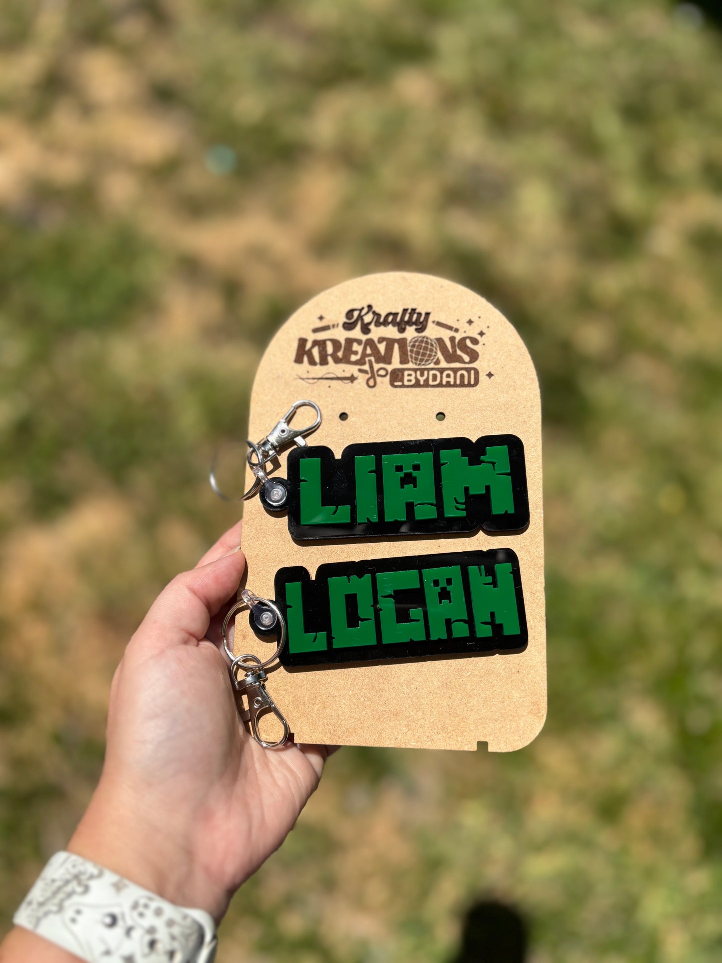 Gamer backpack tag, creeper keychain, boy backpack tag, boy name tag, 3D Key Chain, Acrylic Name Tag, Bag Tag, gamer Tag