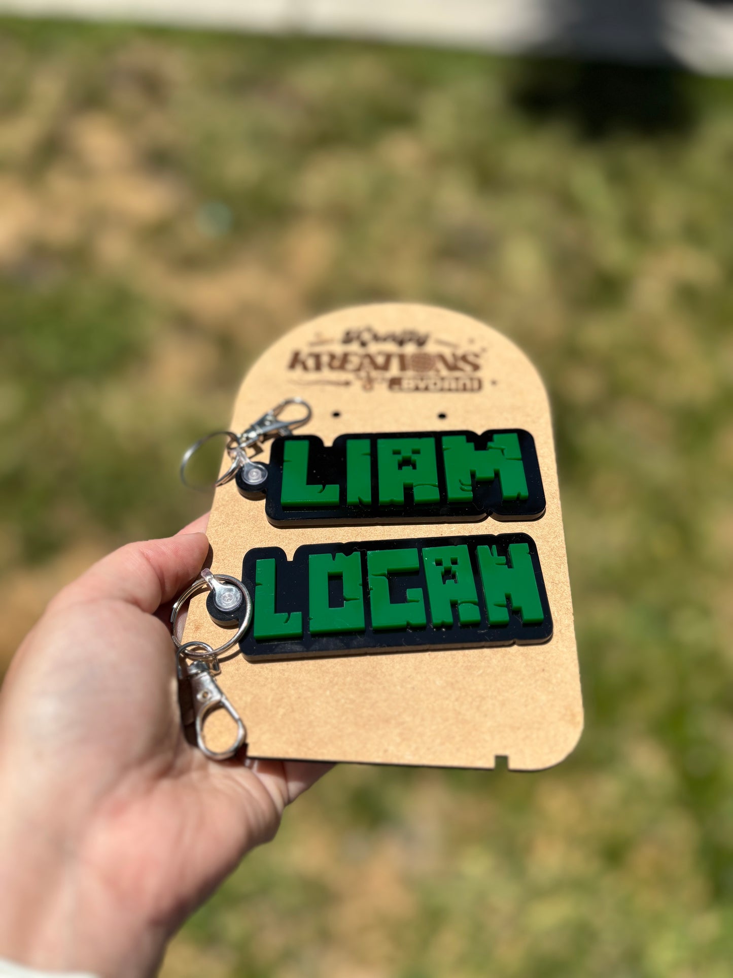 Gamer backpack tag, creeper keychain, boy backpack tag, boy name tag, 3D Key Chain, Acrylic Name Tag, Bag Tag, gamer Tag