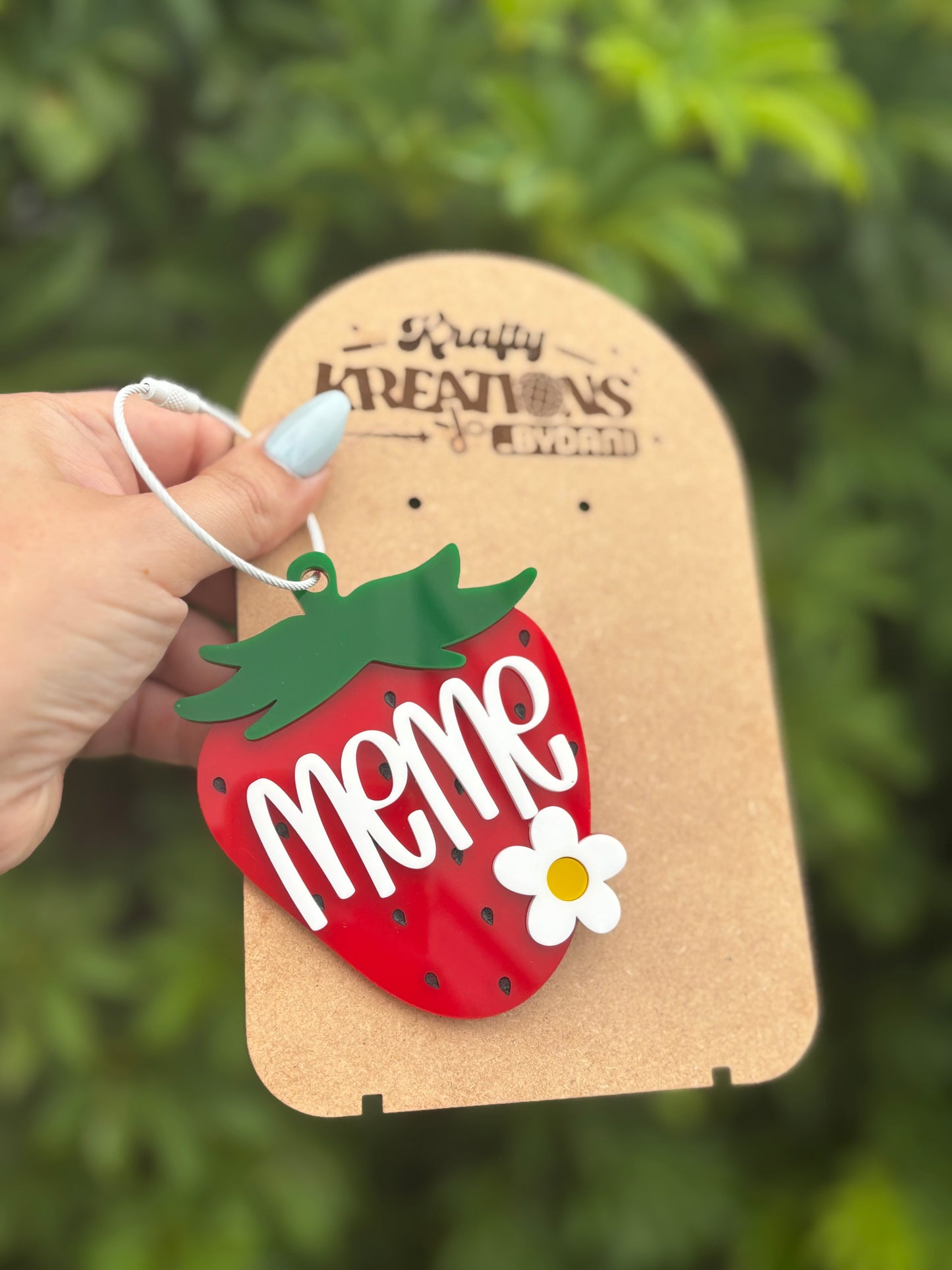 Strawberry Backpack tag