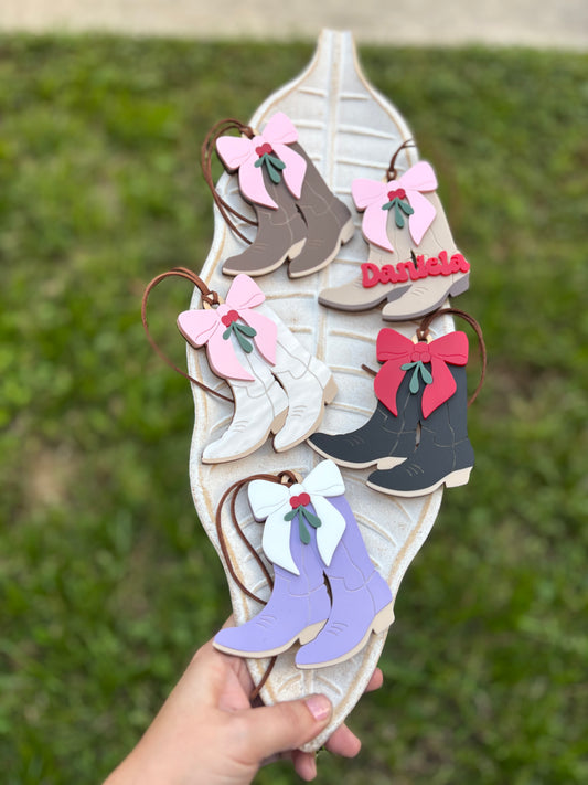 Cowgirl boots Christmas ornament