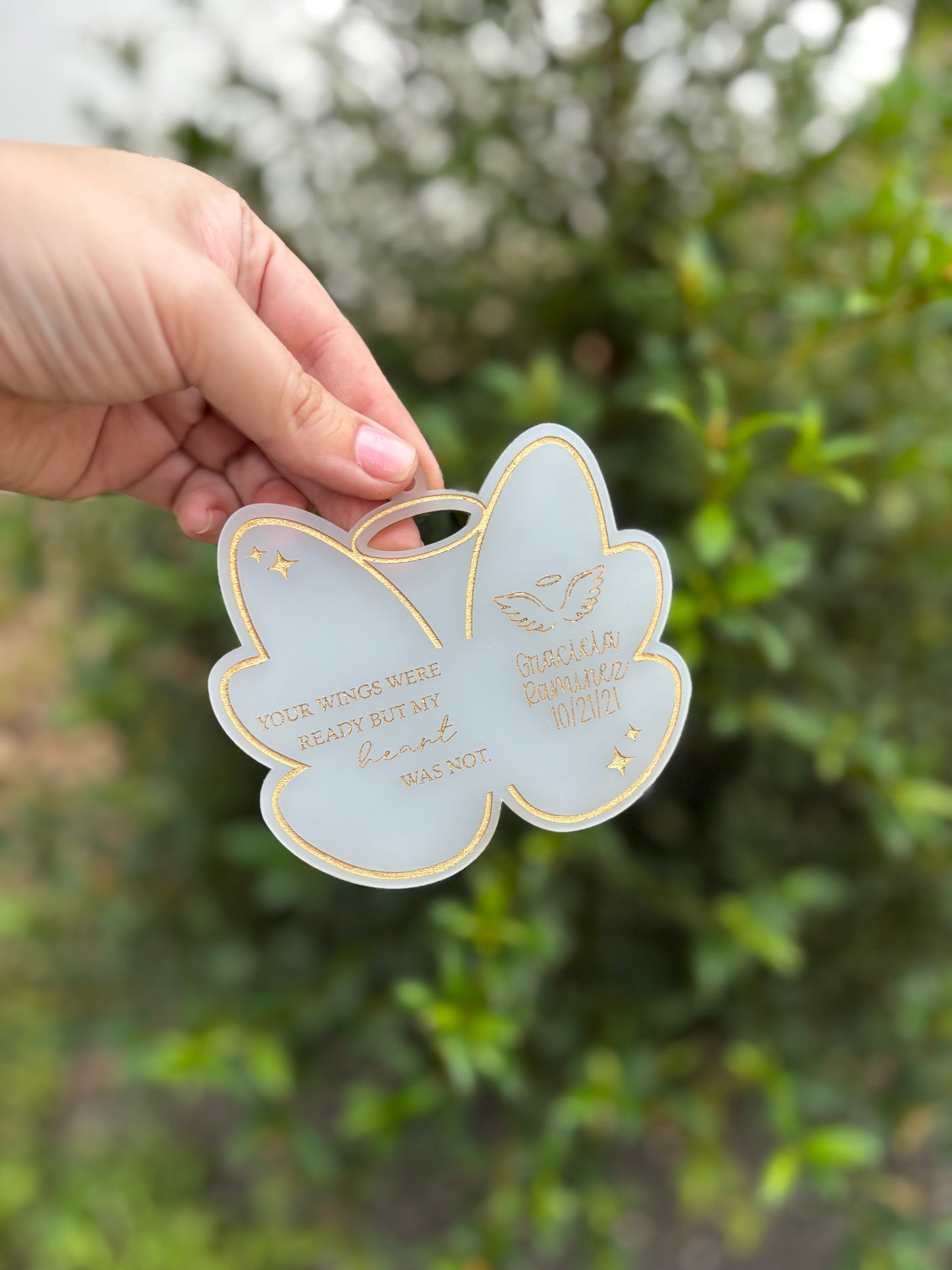 Angel wing memorial ornament