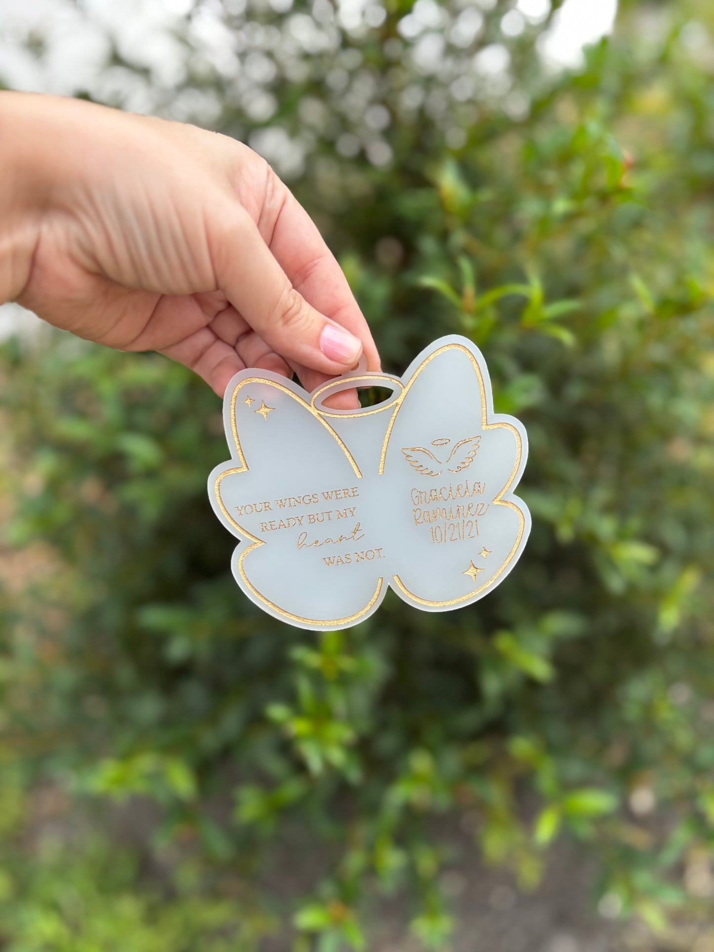 Angel wing memorial ornament