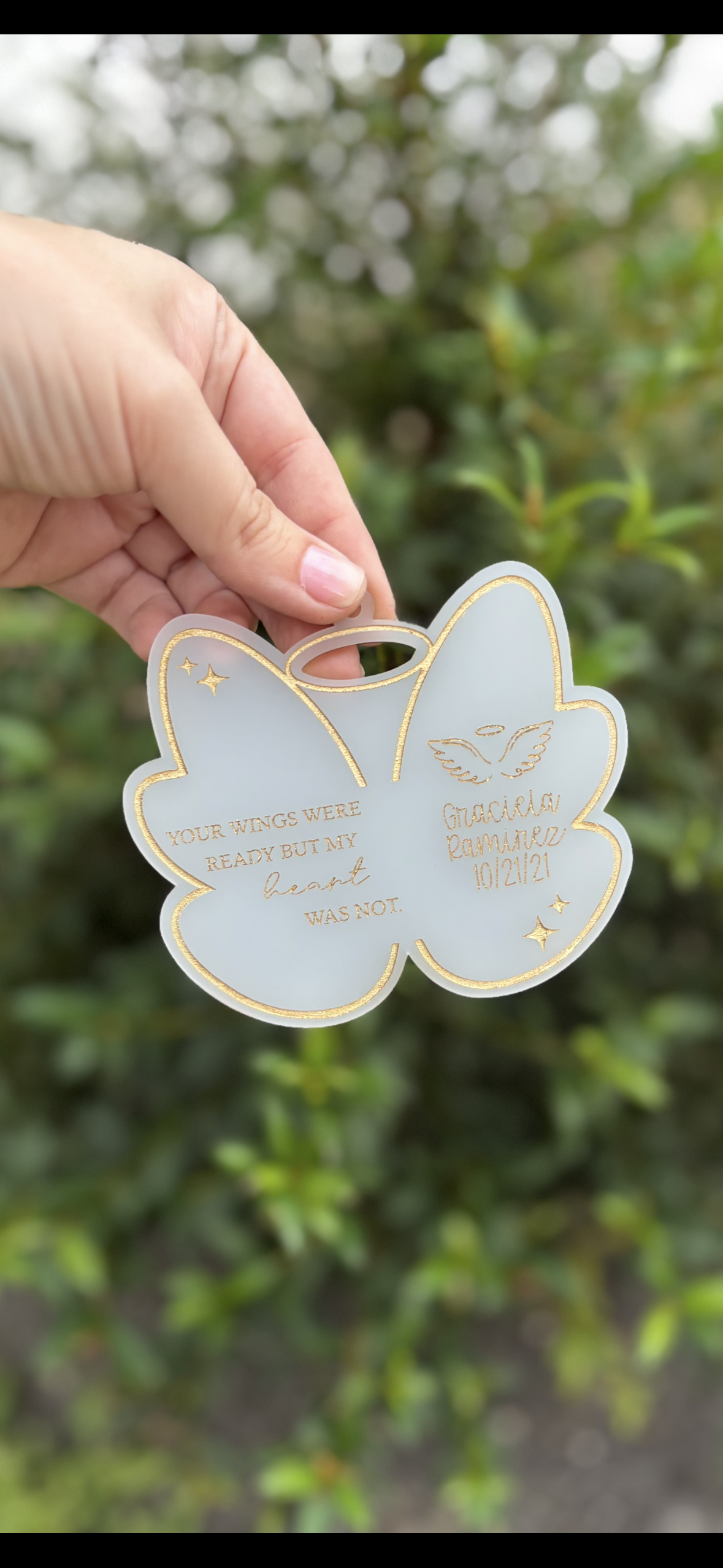 Angel wing memorial ornament