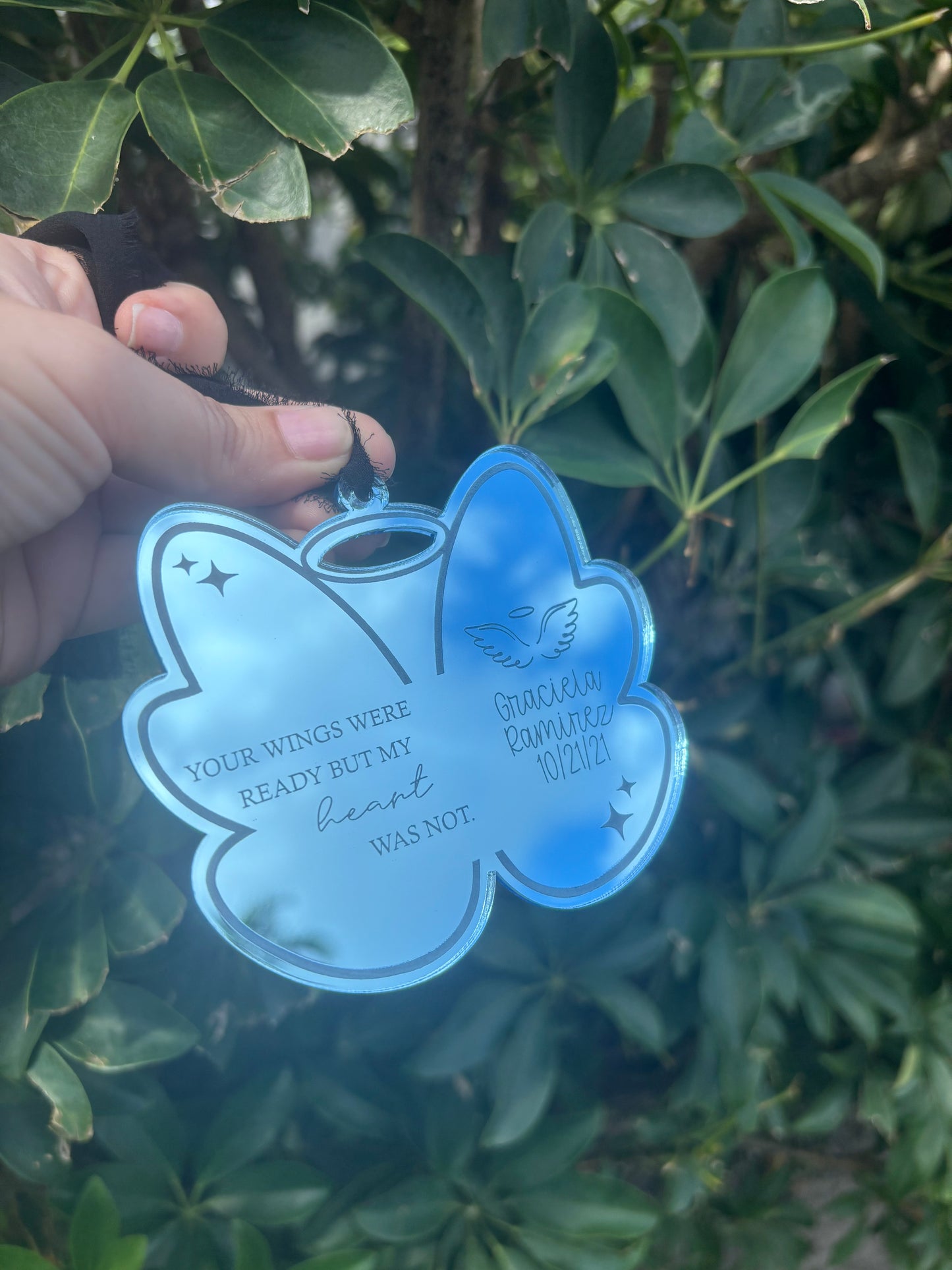 Angel wing memorial ornament
