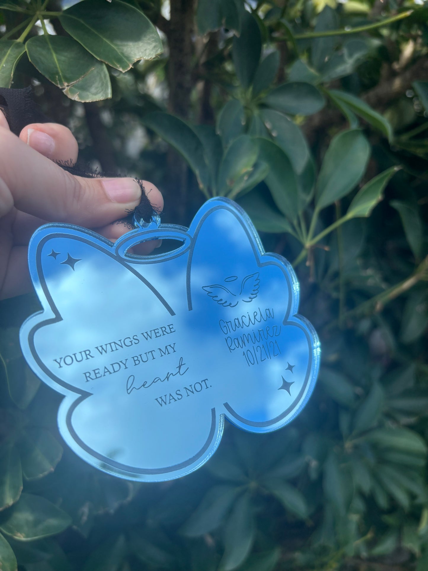 Angel wing memorial ornament
