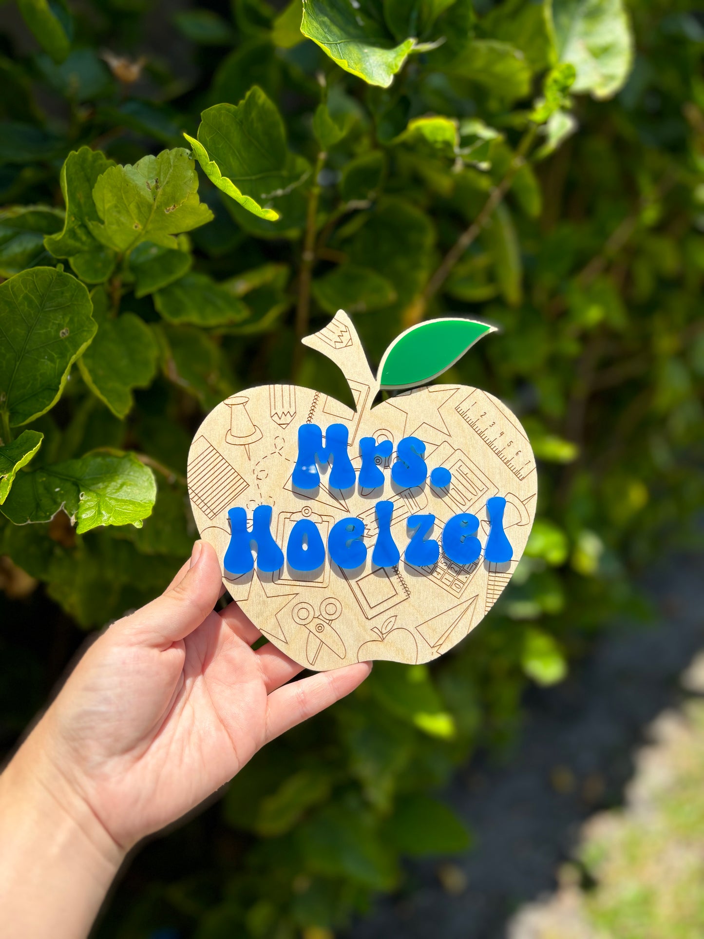 Personalized Teacher Name Apple Sign, Teacher Desk plaque