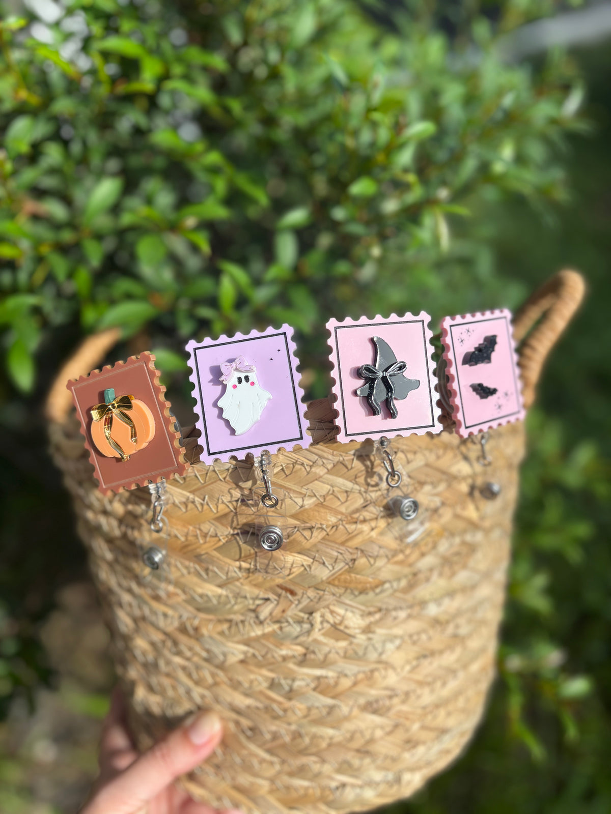 Spooky Acrylic Badge Reel- stamp shape