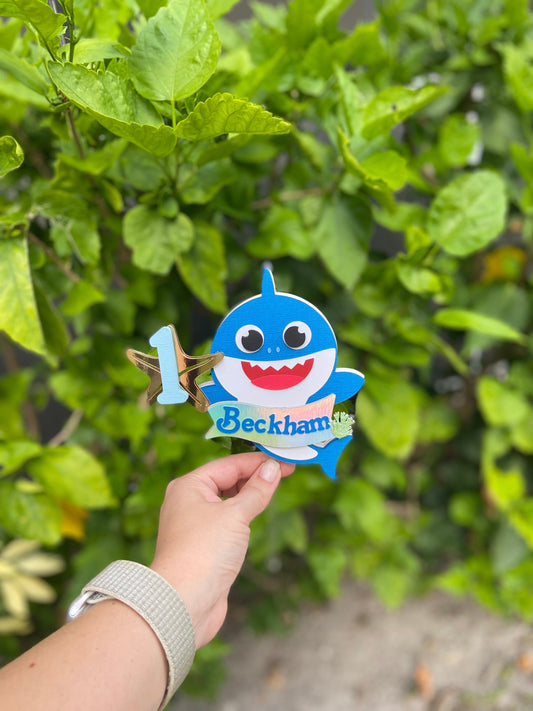 Baby Shark Cake Topper, baby shark cake topper boy, Personalized baby shark cake topper, blue baby shark cake topper, toddler cake topper