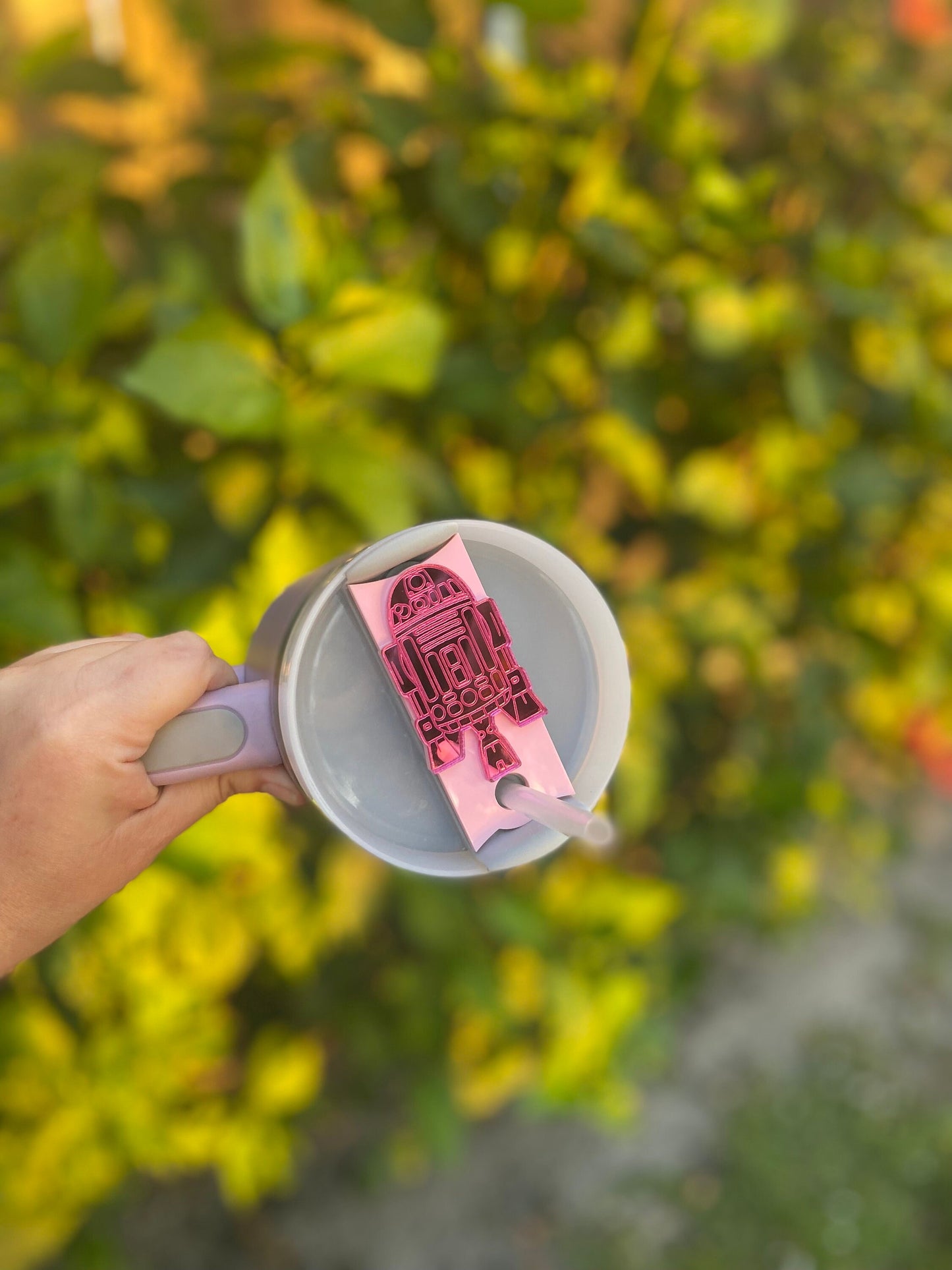Pink R2-D2 Stanley topper, Star Wars theme tumbler topper, Star Wars theme Stanley topper, droid topper