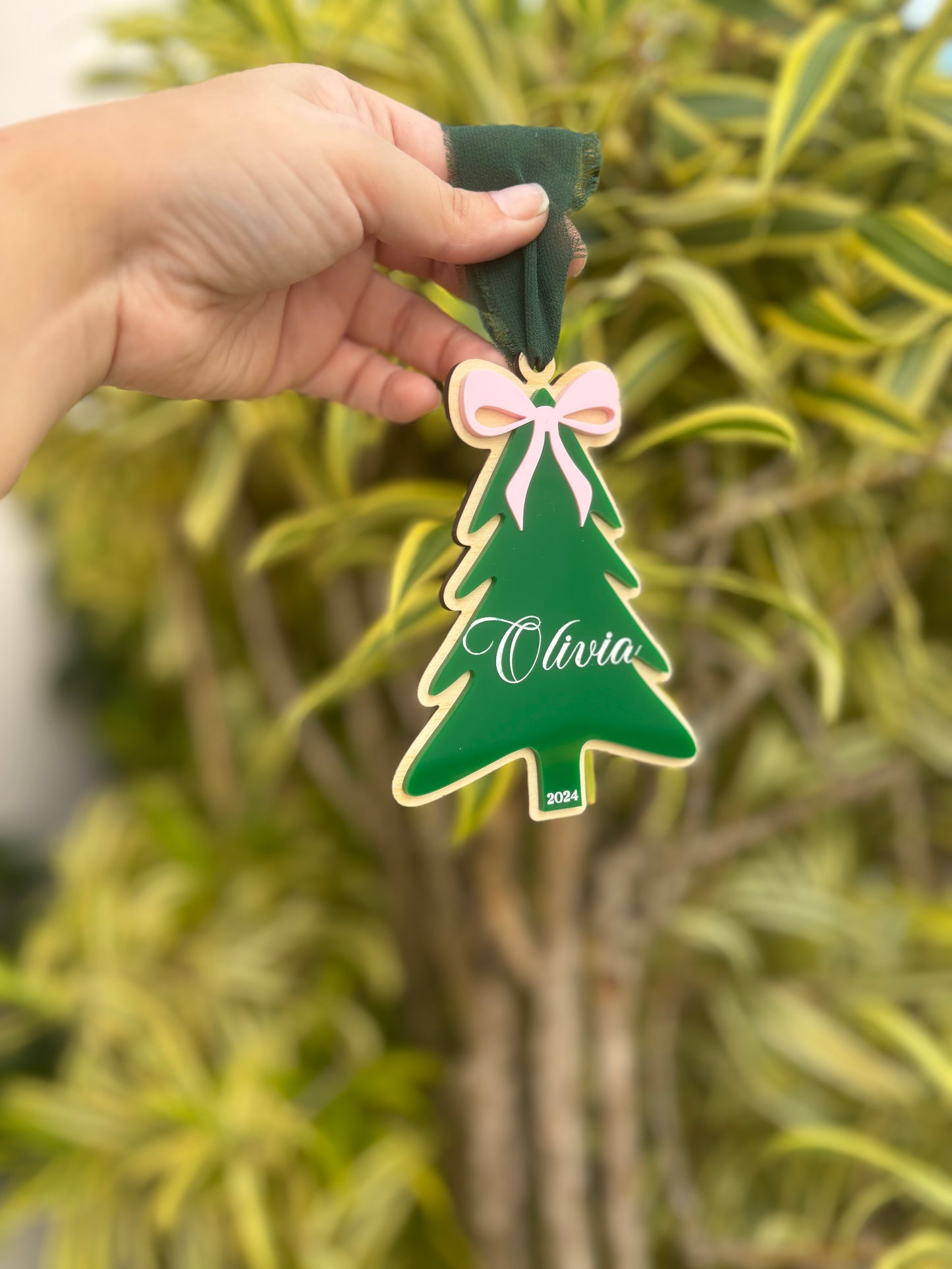 Coquette Christmas Tree Ornament with Bow