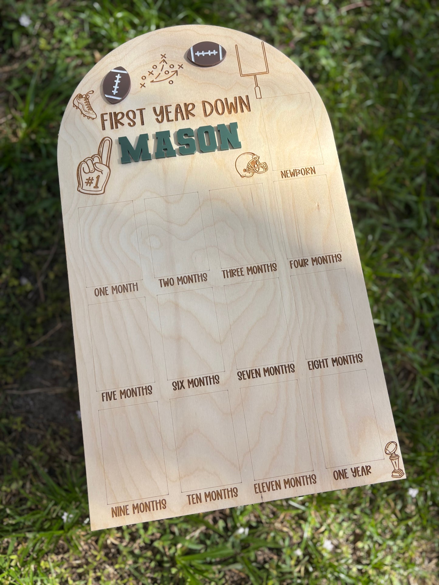 Personalized Football First Year Milestone Board