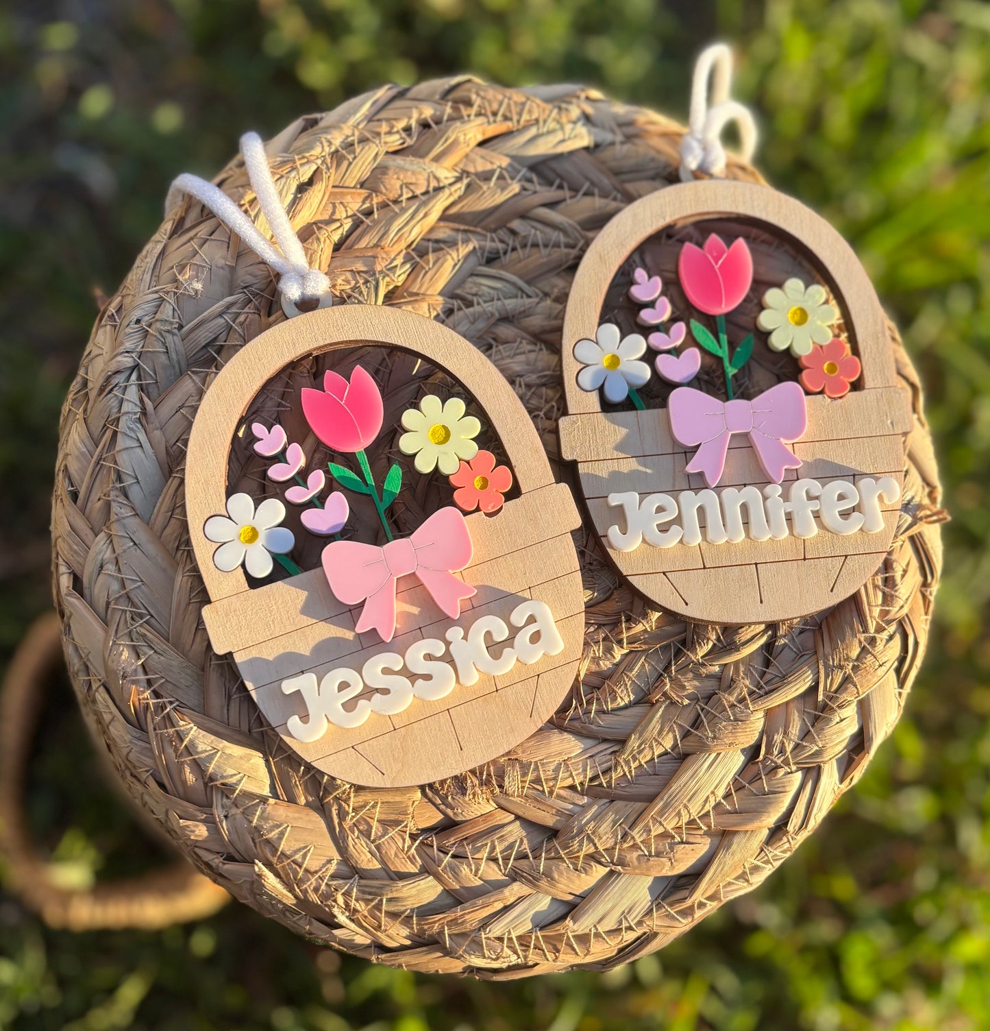 Floral basket Easter tag
