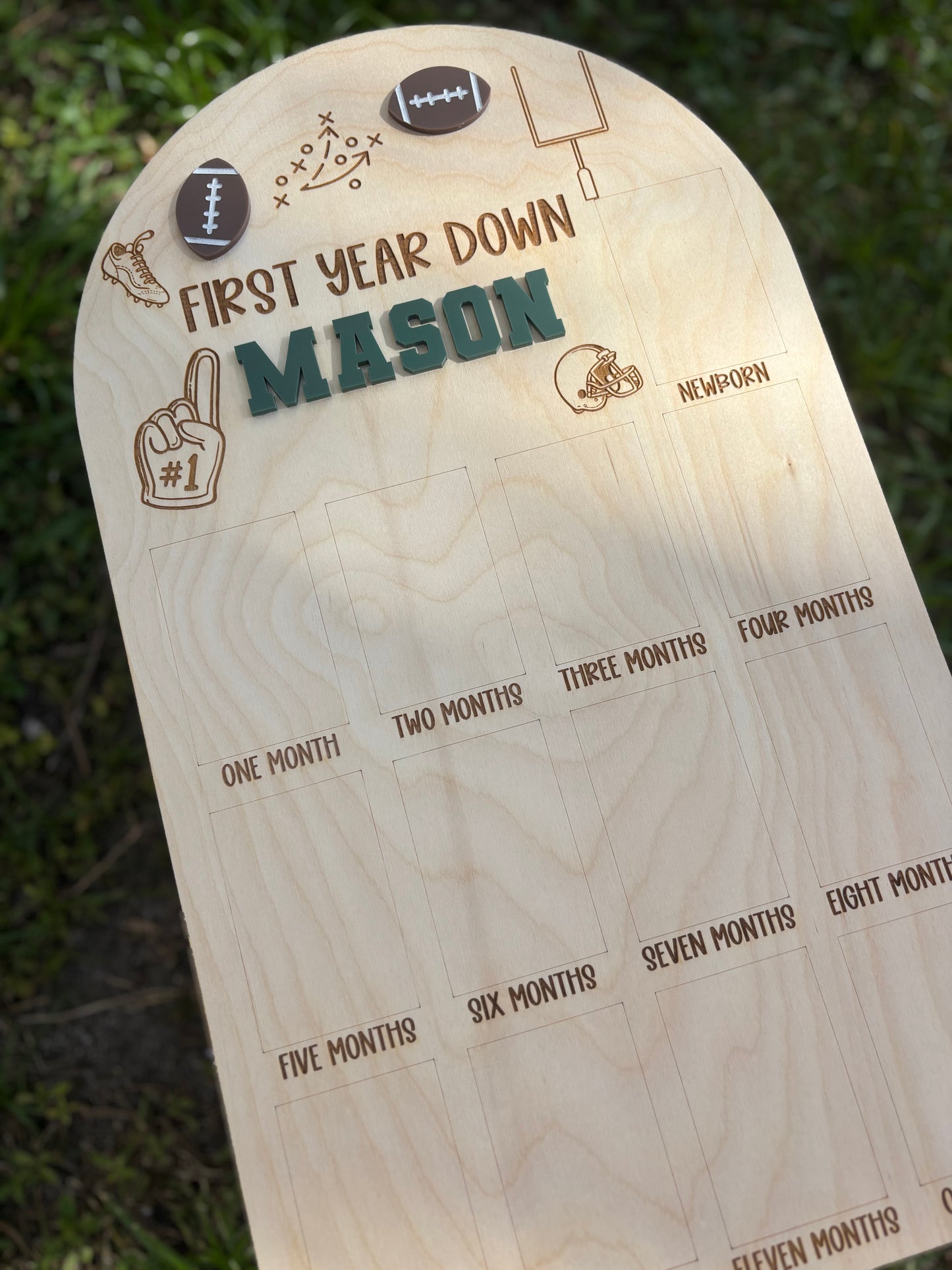 Personalized Football First Year Milestone Board