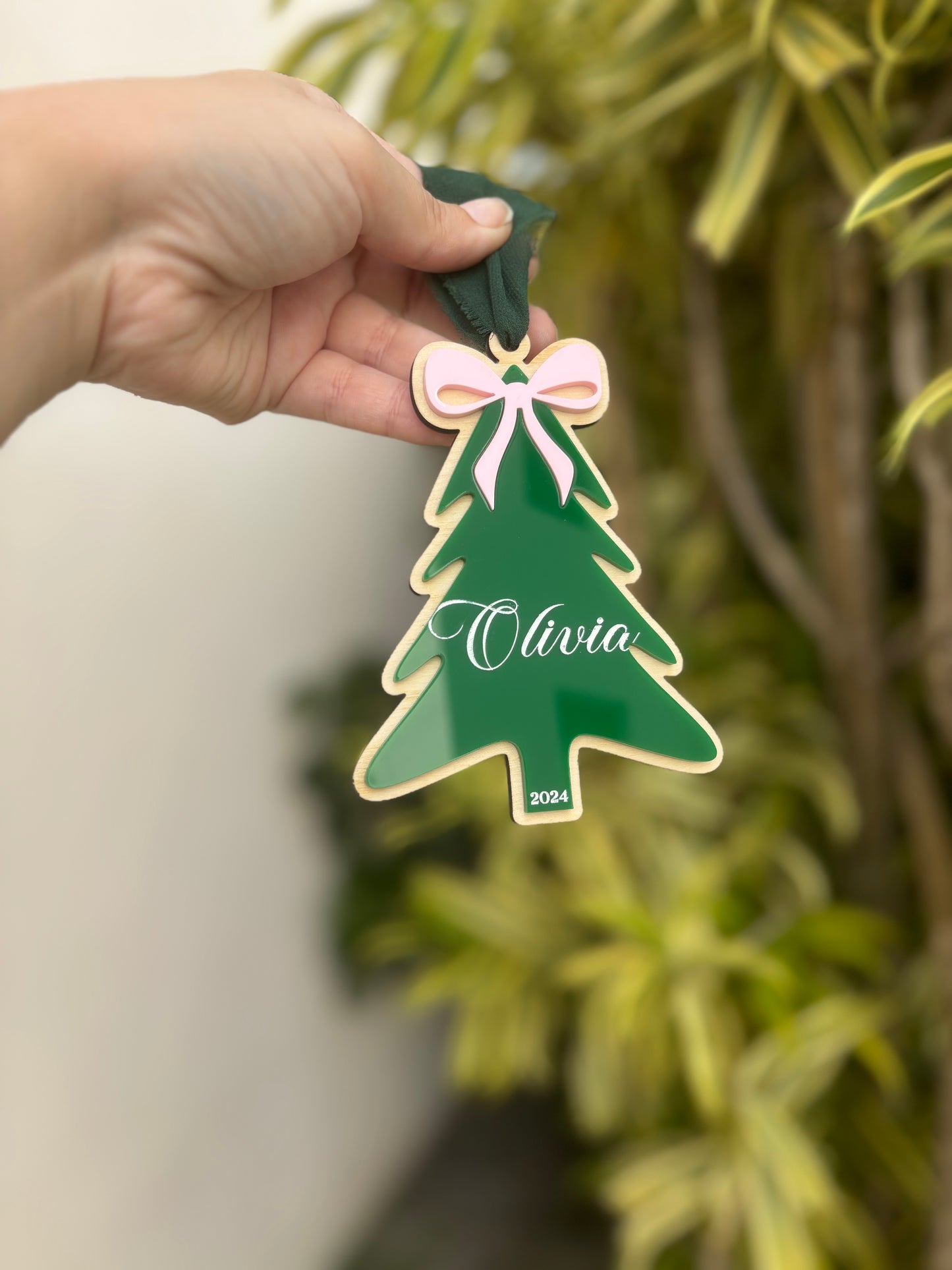 Coquette Christmas Tree Ornament with Bow