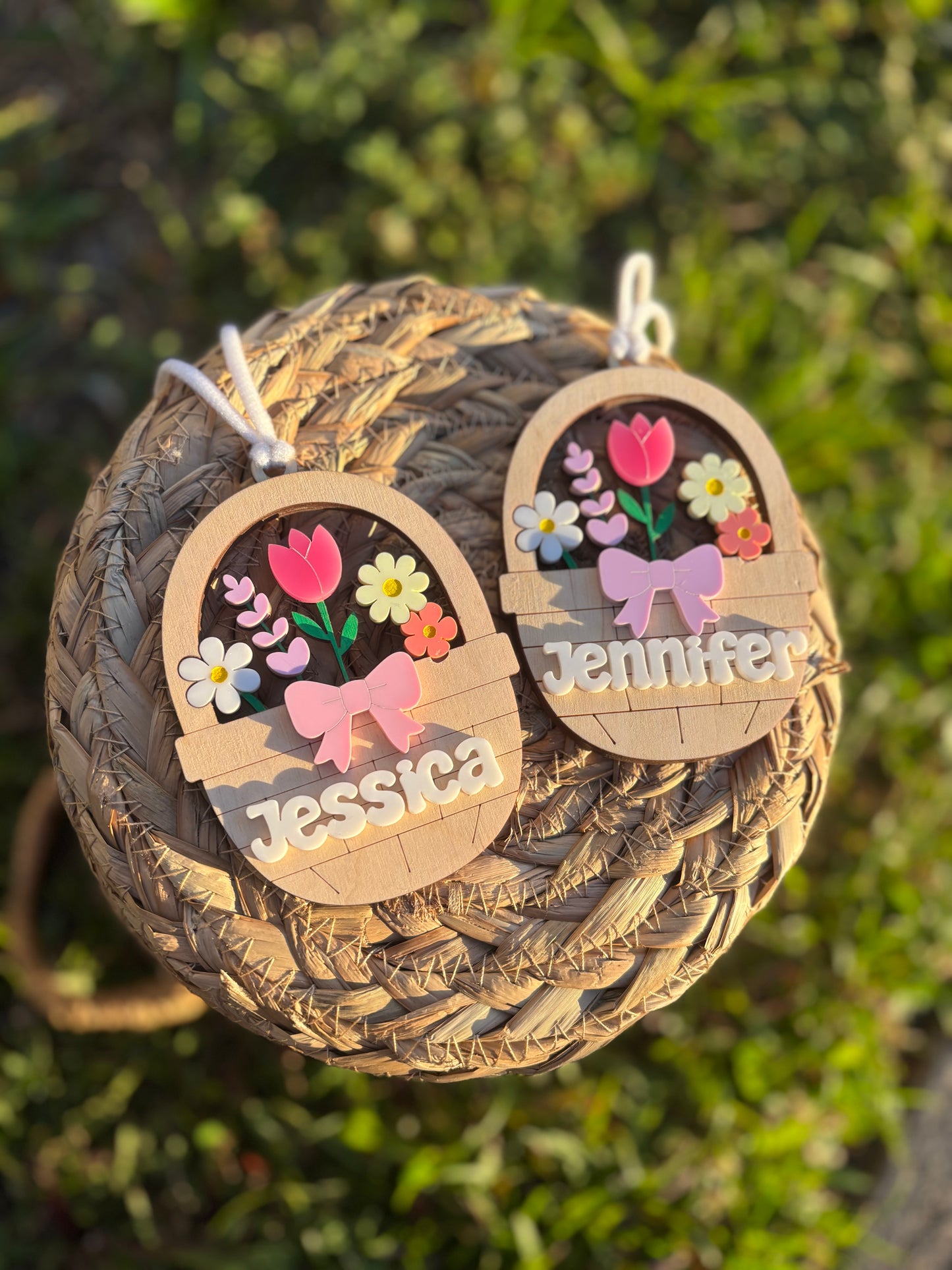 Floral basket Easter tag