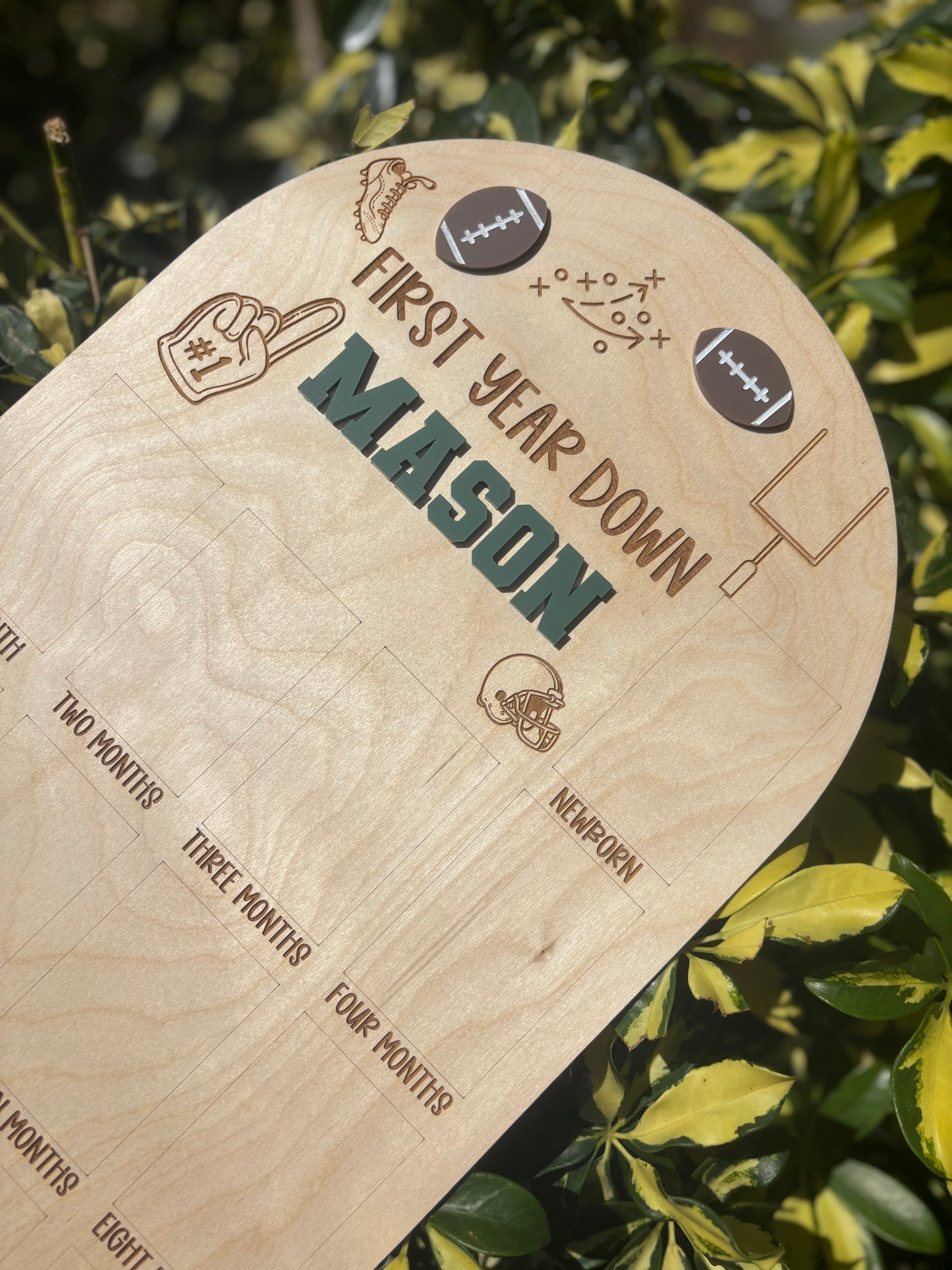 Personalized Football First Year Milestone Board