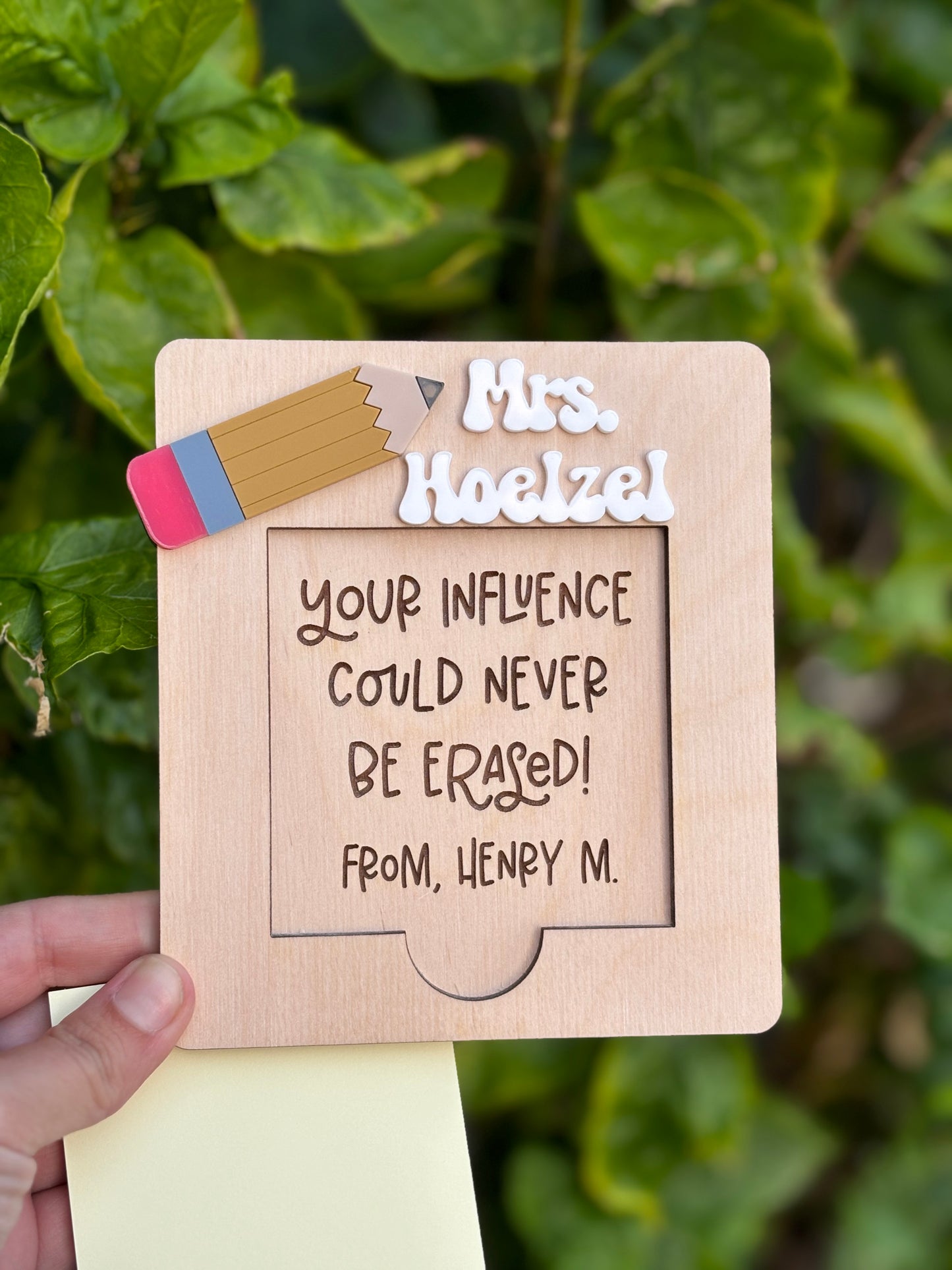 Personalized post it holder, teacher appreciation gift