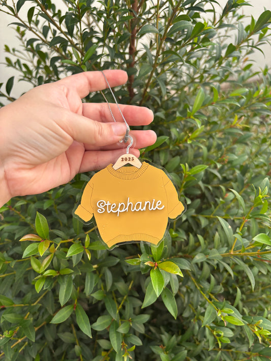 Cable knit sweater Christmas ornament