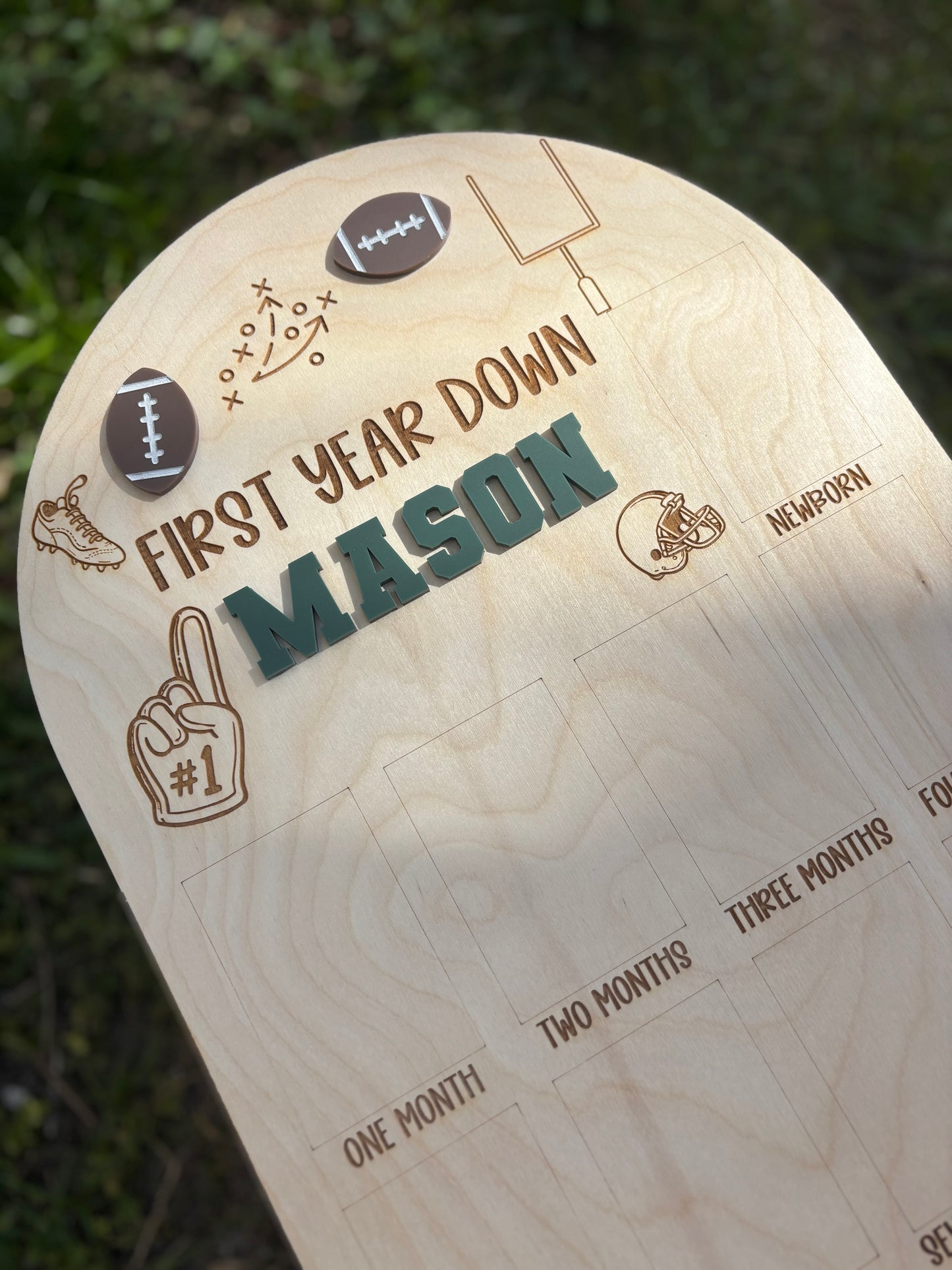 Personalized Football First Year Milestone Board