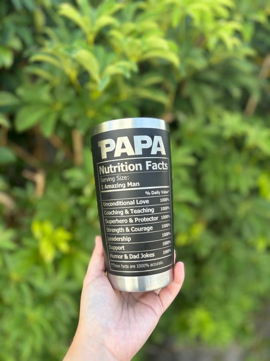 Dad nutrition fact tumbler