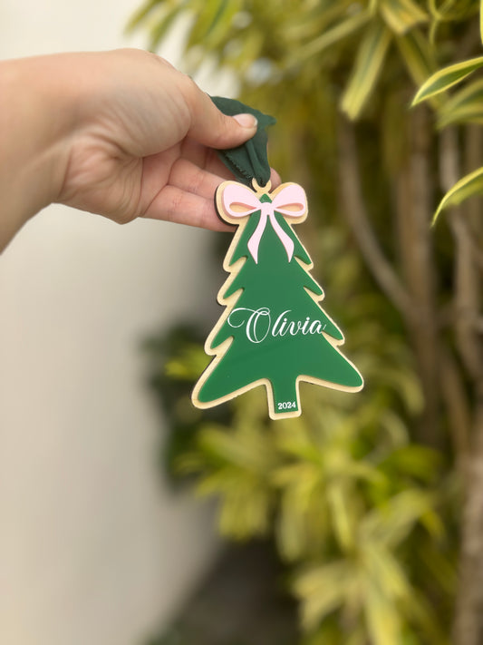 Coquette Christmas Tree Ornament with Bow