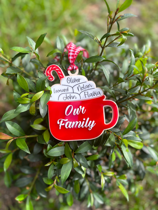 Hot chocolate family ornament