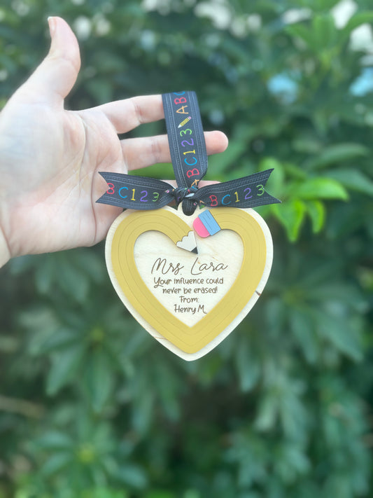 Pencil heart ornament, teacher ornament