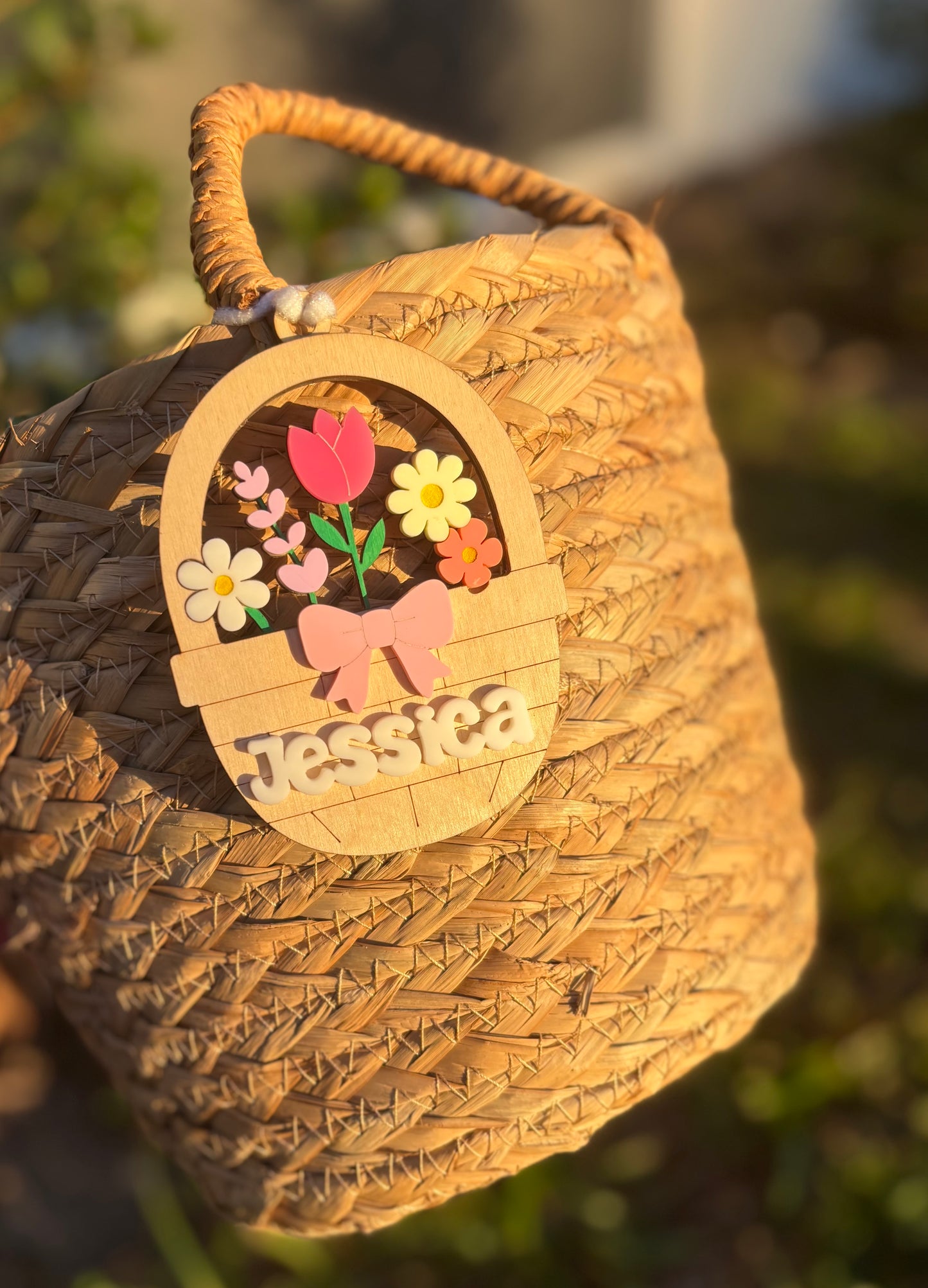 Floral basket Easter tag