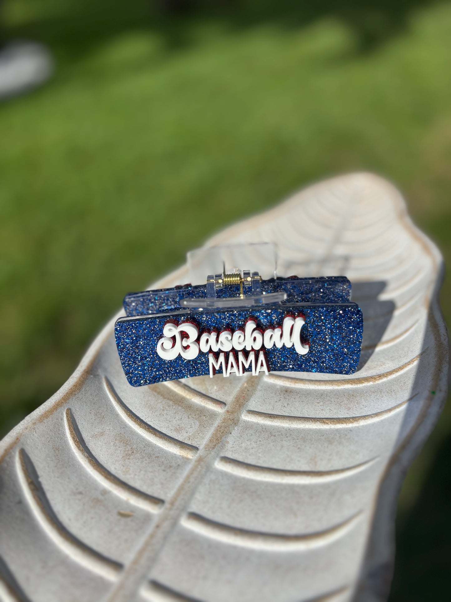 Baseball mama hair clip