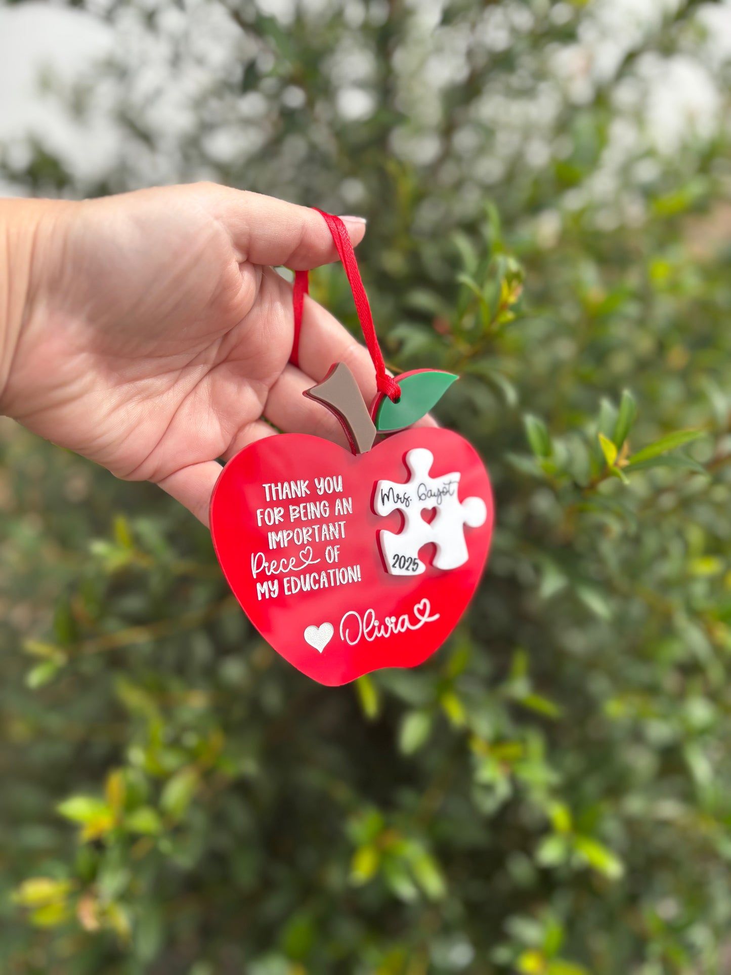 Teacher apple ornament