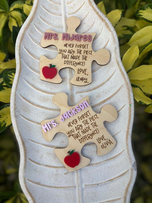 Personalized teacher puzzle piece