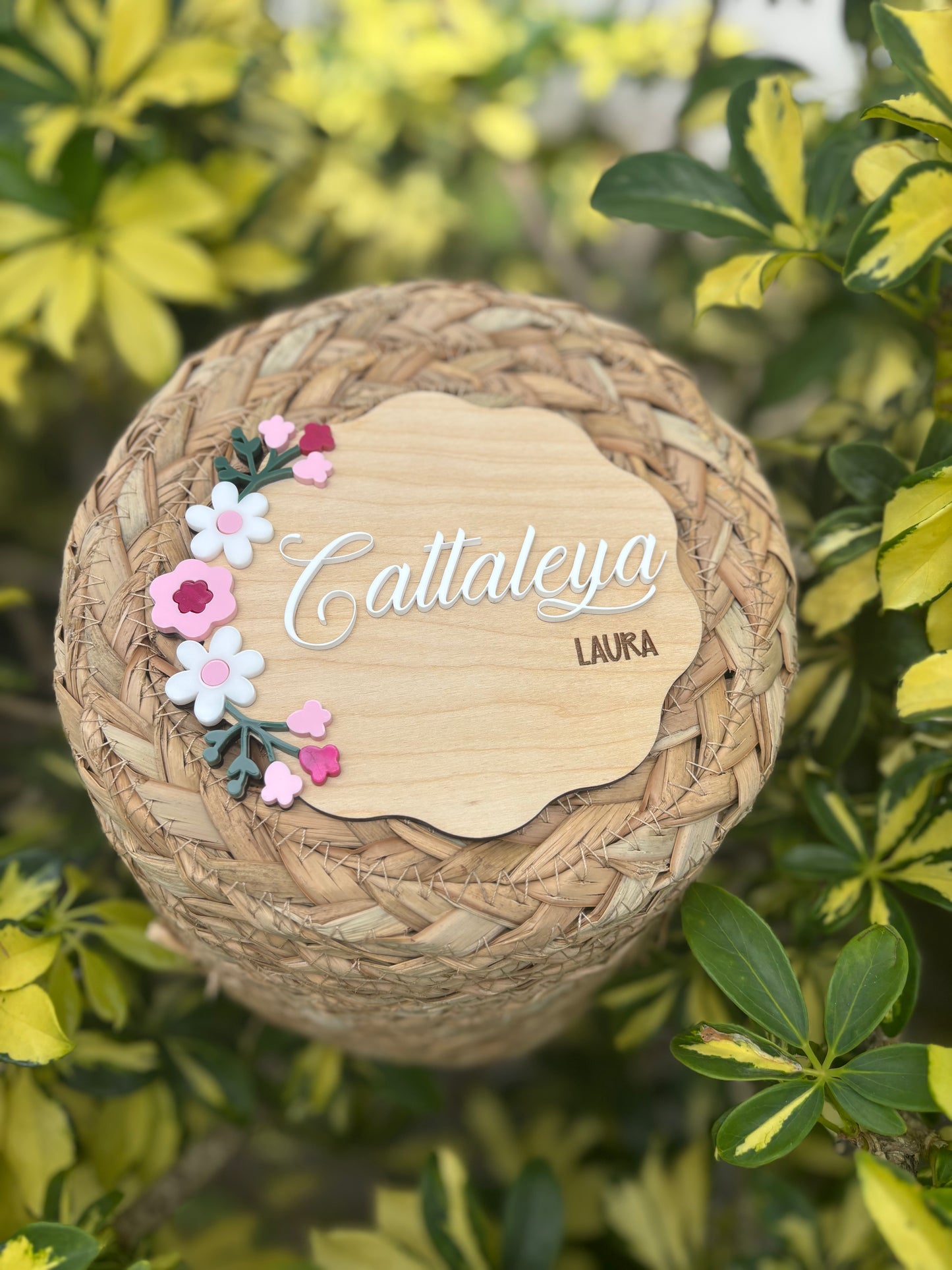 Floral baby announcement sign
