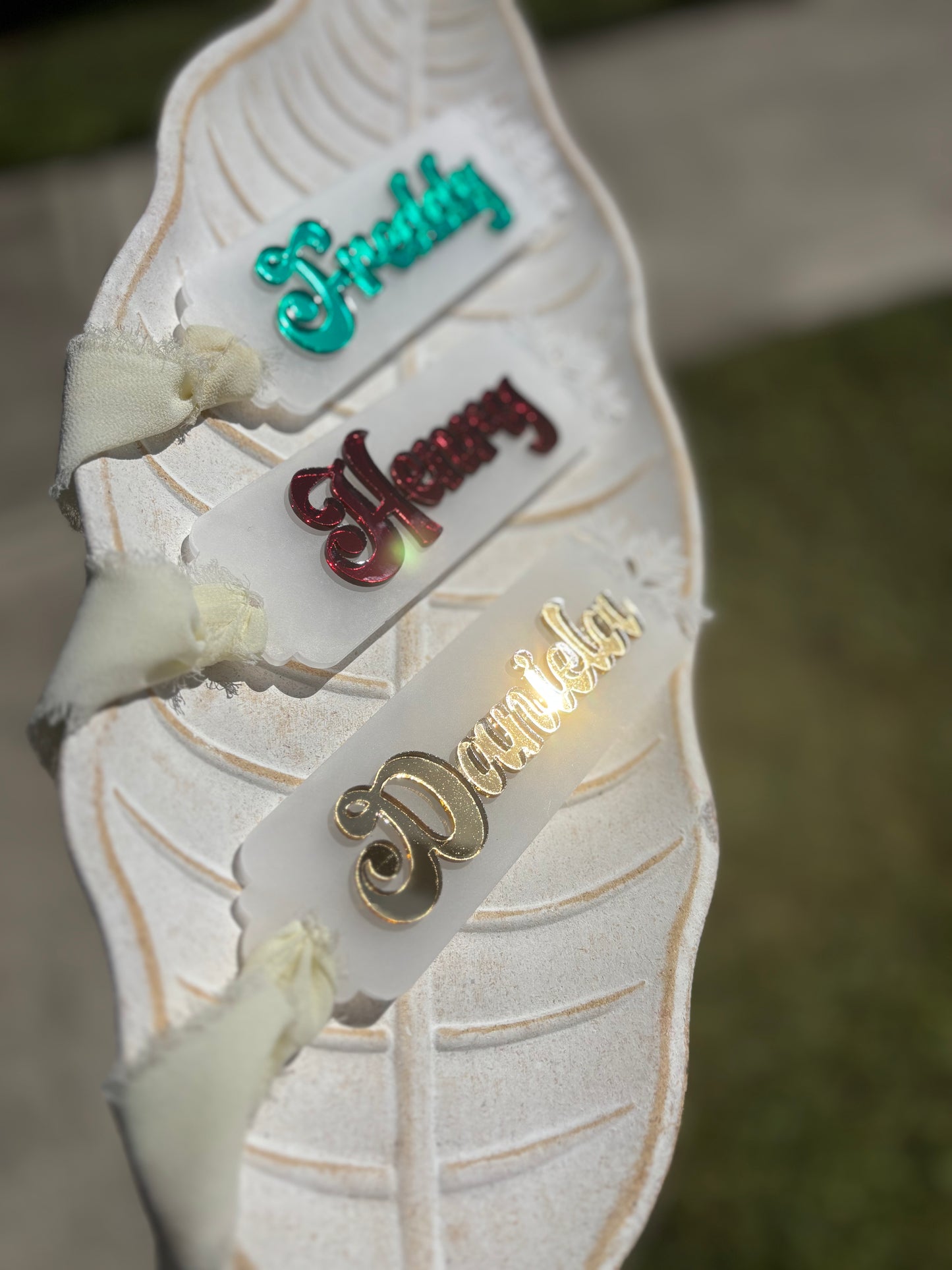 Frosted snowflake stocking tag