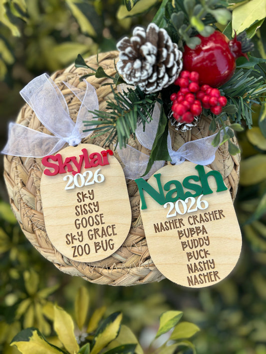 Nickname Christmas ornament
