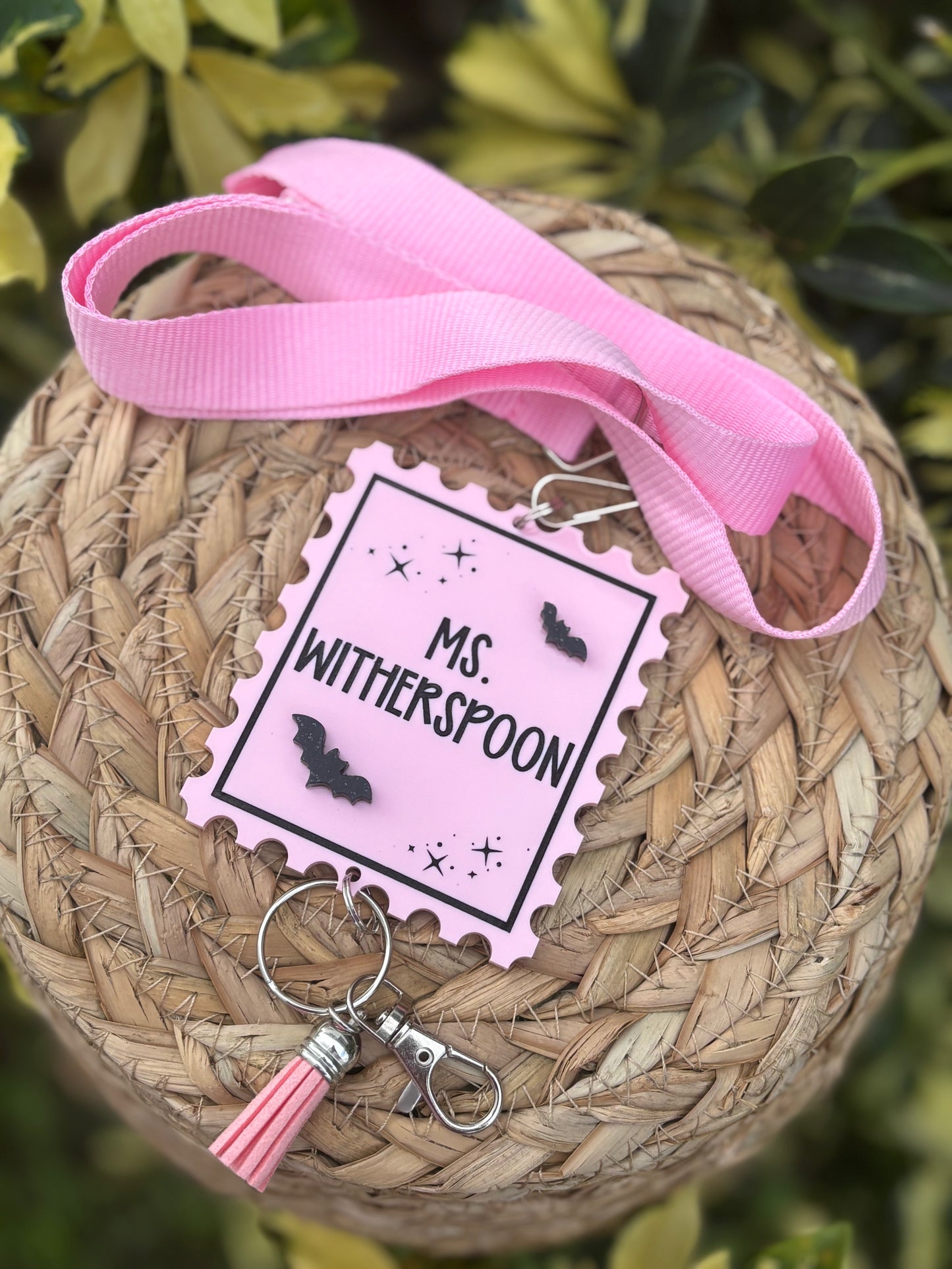 Pink bats lanyard