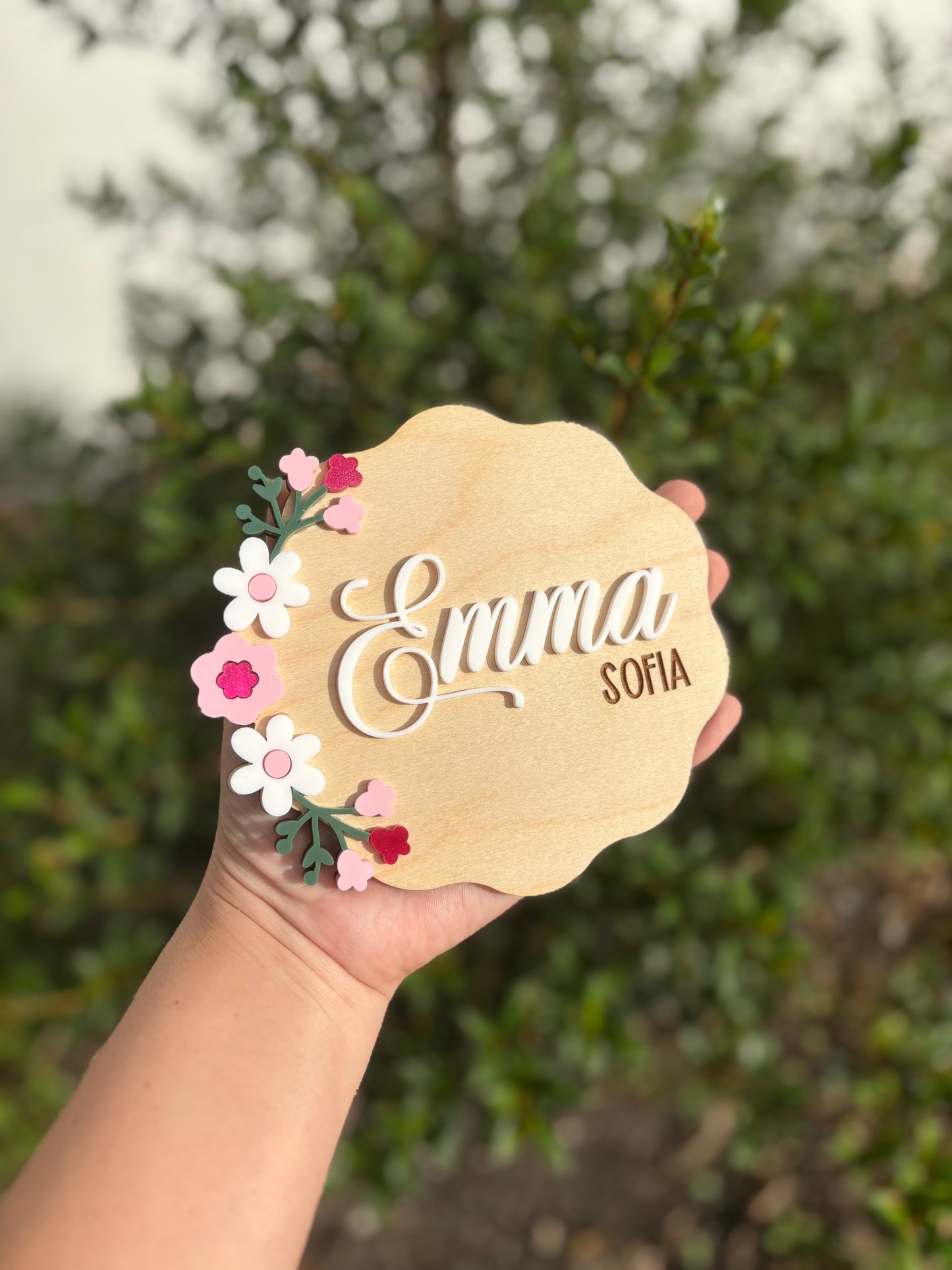 Floral baby announcement sign