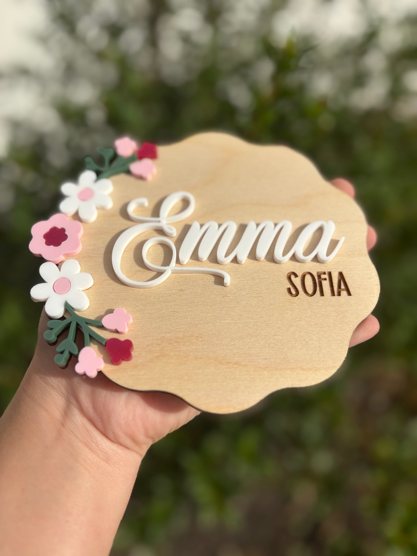 Floral baby announcement sign