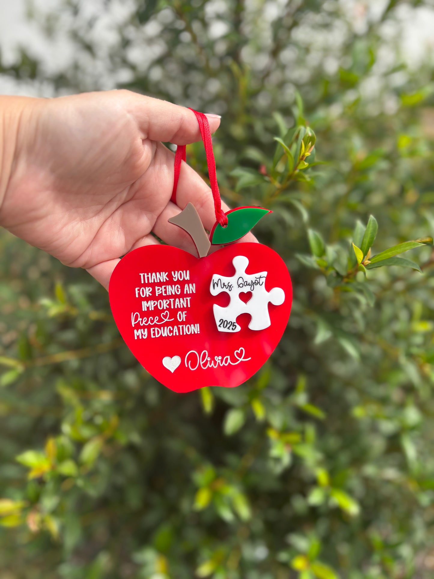 Teacher apple ornament