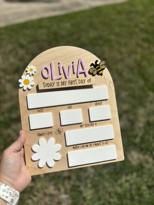 First Day Of School Sign | Back To School Sign | Back To School Photo Prop| First Day Of School Photo Prop| Last Day Of School| Bee sign