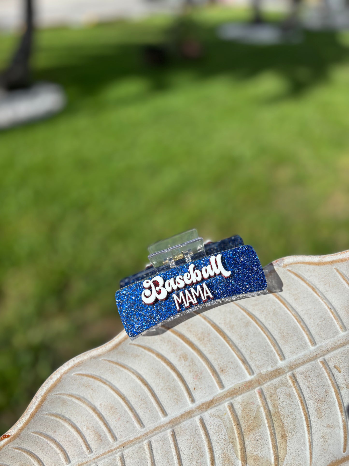 Baseball mama hair clip